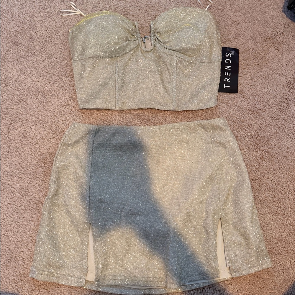 Gold Mini Skirt and Top Set
